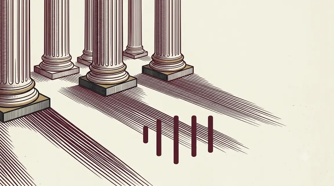 Ilustración de columnas clásicas de un tribunal